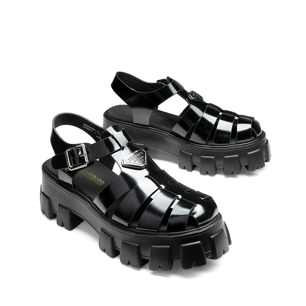 Lug Sole Platform Sandals - BLACK-PAT - 5